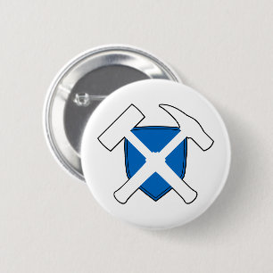 Badge Rond 5 Cm Bouclier de marteau de roche de géologue - Drapeau