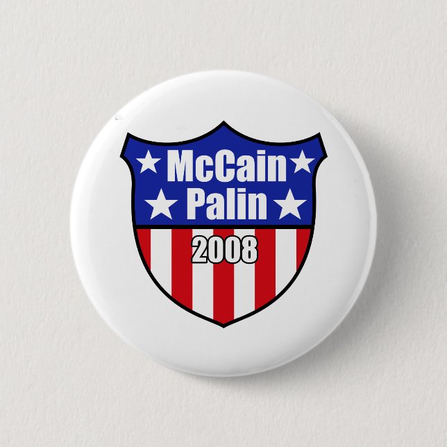 Badge Rond 5 Cm Bouclier de McCain Palin (Devant)