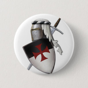 Badge Rond 5 Cm Bouclier de Templar de chevaliers
