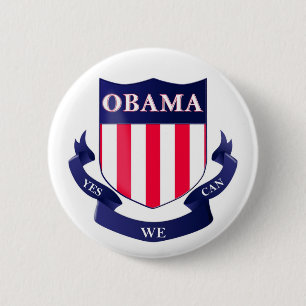 Badge Rond 5 Cm Bouclier d'Obama "oui que nous pouvons" nous