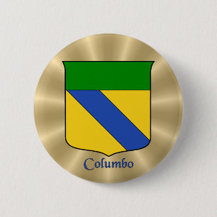 Badge Rond 5 Cm Bouclier historique de Columbo sur Golden Sunburst