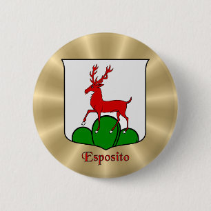 Badge Rond 5 Cm Bouclier historique Esposito sur Sunburst d'or