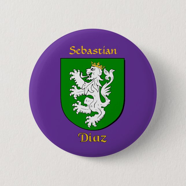 Badge Rond 5 Cm Bouclier historique personnalisé Diaz (Devant)