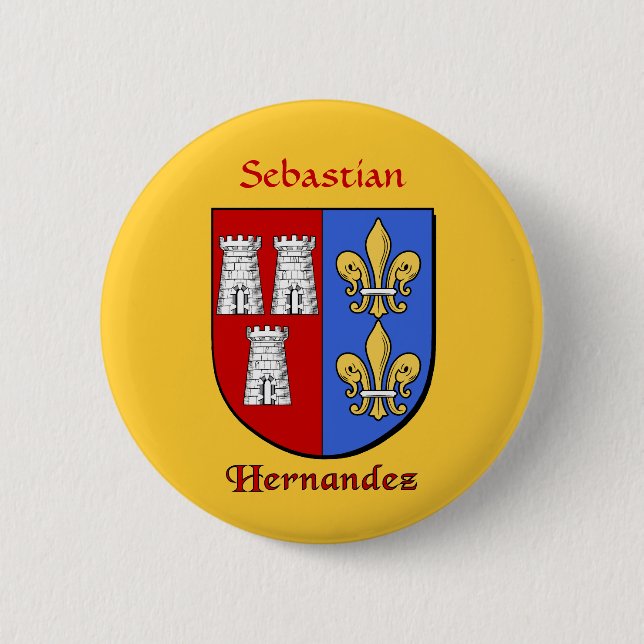 Badge Rond 5 Cm Bouclier historique personnalisé Hernandez (Devant)