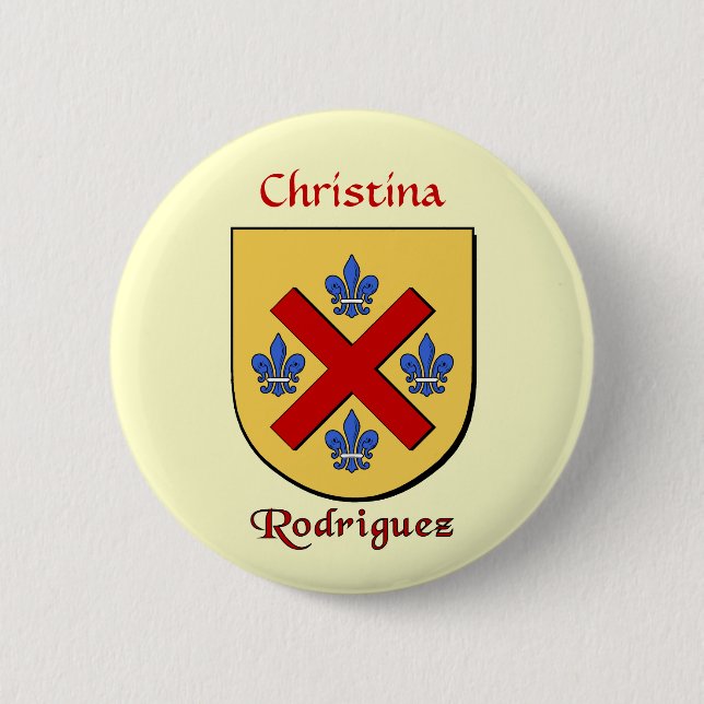 Badge Rond 5 Cm Bouclier historique personnalisé Rodriguez (Devant)