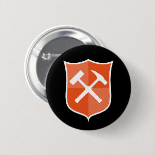 Badge Rond 5 Cm Bouclier Marteau de Roche Croisé