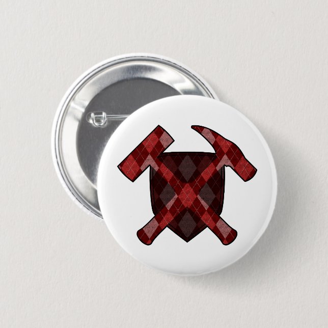 Badge Rond 5 Cm Bouclier marteau de roche du géologue - Jacquard r (Devant & derrière)