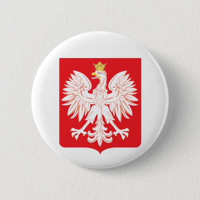 Badge Rond 5 Cm Bouclier polonais de rouge d'Eagle (Devant)