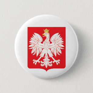 Badge Rond 5 Cm Bouclier polonais de rouge d'Eagle