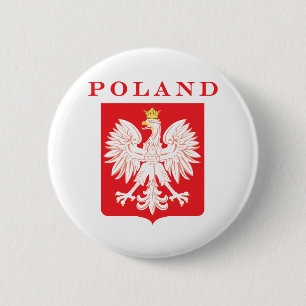 Badge Rond 5 Cm Bouclier rouge aigle polonais