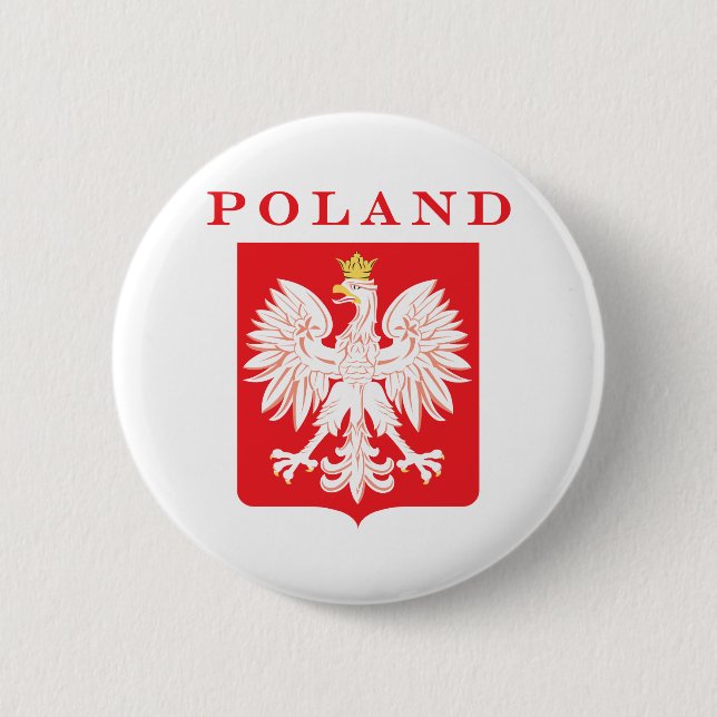 Badge Rond 5 Cm Bouclier rouge aigle polonais (Devant)