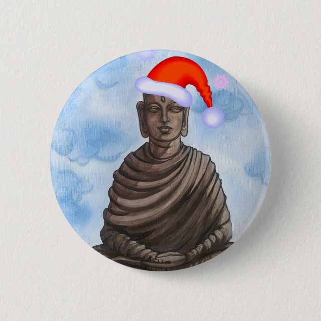 Badge Rond 5 Cm Bouddha de Noël ! (Devant)