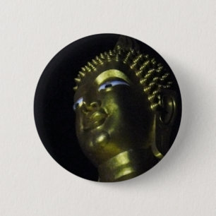 Badge Rond 5 Cm Bouddha d'or la nuit