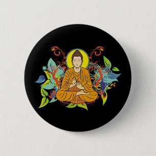 Badge Rond 5 Cm Bouddha heureux