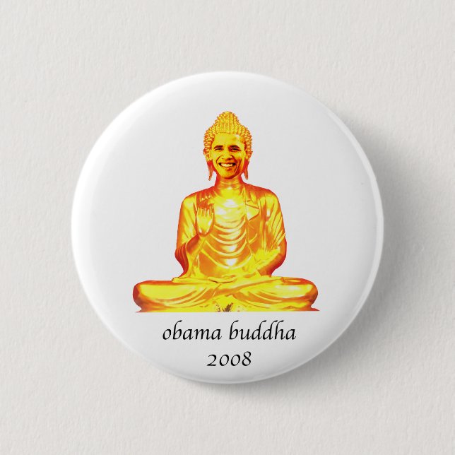 Badge Rond 5 Cm Bouddha obama (Devant)