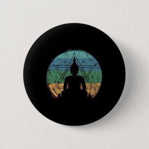 Badge Rond 5 Cm Bouddha Rétro Yoga Bouddhiste Méditation Spirituel