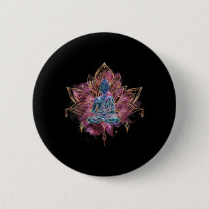 Badge Rond 5 Cm Bouddha Spirituel Dans La Fleur De Lotus Méditatio