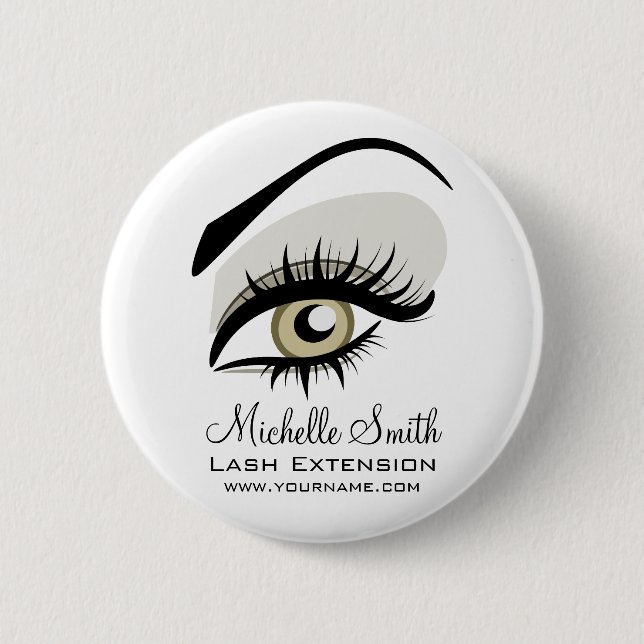 Badge Rond 5 Cm Bouffées longues des yeux Lash Extension marque de (Devant)