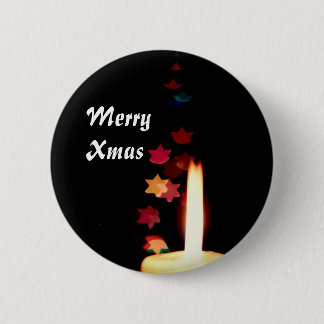 Badge Rond 5 Cm Bougie de Noël contre l'étiquette de nom de bouton