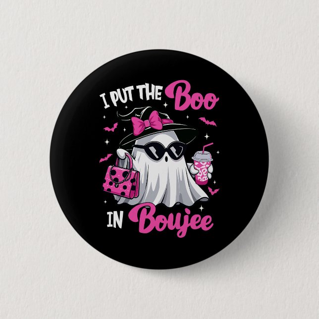 Badge Rond 5 Cm Boujee Boo Jee Éffrayant Citrouille d'Halloween ro (Devant)