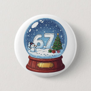 Badge Rond 5 Cm Boule à neige de Noël drôle 67 Six Sept Meme