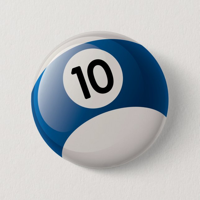 BADGE ROND 5 CM BOULE DE BILLARDS DU NUMÉRO 10 (Devant)