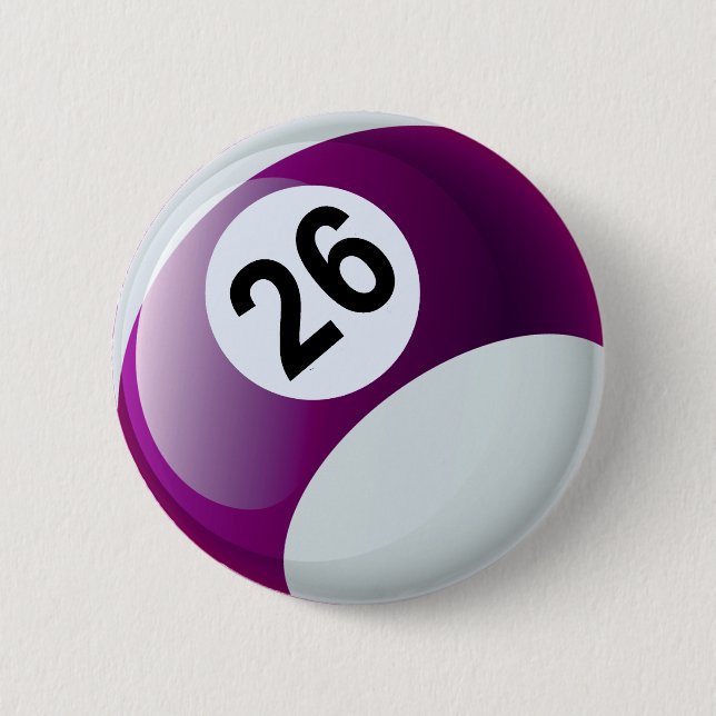 Badge Rond 5 Cm Boule de billards du numéro 26 (Devant)
