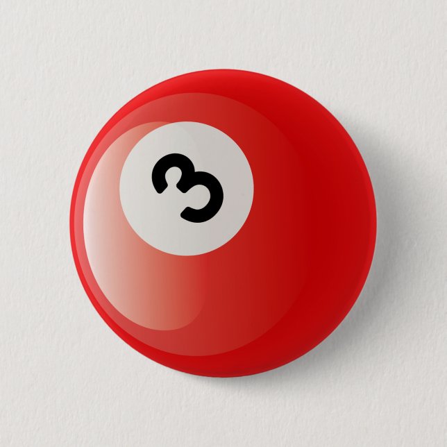 BADGE ROND 5 CM BOULE DE BILLARDS DU NUMÉRO 3 (Devant)