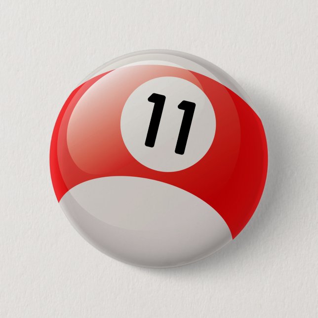 BADGE ROND 5 CM BOULE DE BILLARDS DU NUMÉRO ONZE (Devant)