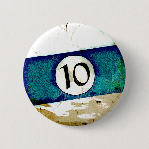 BADGE ROND 5 CM BOULE DE BILLARDS NUMÉRO 10