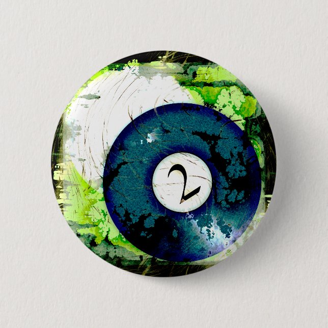 BADGE ROND 5 CM BOULE DE BILLARDS NUMÉRO 2 (Devant)