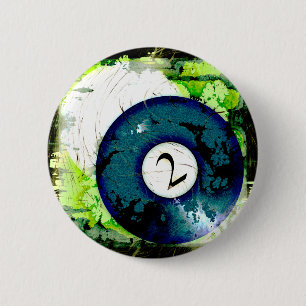 BADGE ROND 5 CM BOULE DE BILLARDS NUMÉRO 2