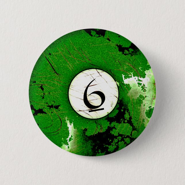 BADGE ROND 5 CM BOULE DE BILLARDS NUMÉRO 6 (Devant)