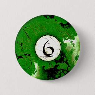 BADGE ROND 5 CM BOULE DE BILLARDS NUMÉRO 6