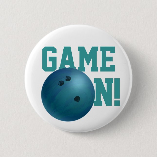 Badge Rond 5 Cm Boule de Bowling Bleue (Devant)