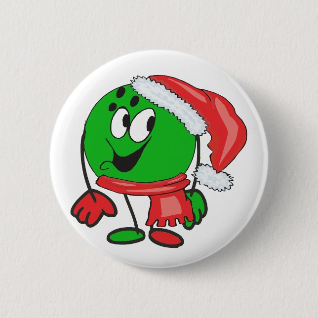 Badge Rond 5 Cm Boule de bowling de Noël heureux utilisant un (Devant)