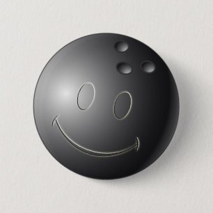 BADGE ROND 5 CM BOULE DE BOWLING DE VISAGE