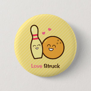 Badge Rond 5 Cm Boule de bowling frappée par amour mignon et