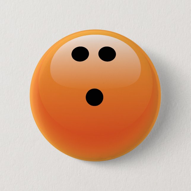 BADGE ROND 5 CM BOULE DE BOWLING ORANGE (Devant)