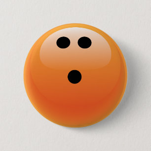 BADGE ROND 5 CM BOULE DE BOWLING ORANGE