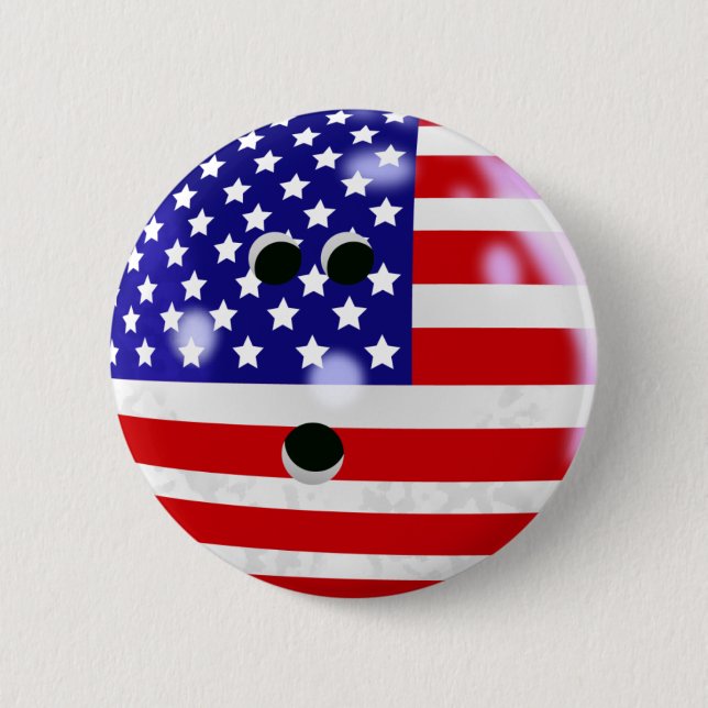 Badge Rond 5 Cm Boule de Bowling (USA) (Devant)