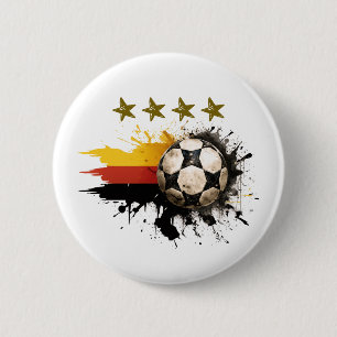 Badge Rond 5 Cm Boule de football avec drapeau allemand et quatre