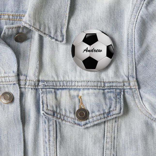 Badge Rond 5 Cm Boule de football personnalisable (En situation)