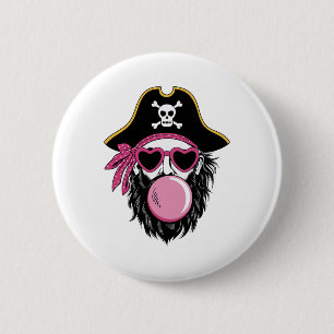 Badge Rond 5 Cm Boule de pirates Preppy Mascot rose Halloween