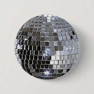 Badge Rond 5 Cm Boule Disco Argent