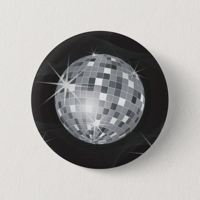 Badge Rond 5 Cm boule disco argent (Devant)