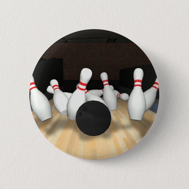 Badge Rond 5 Cm Boule et goupilles de bowling : modèle 3D : (Devant)