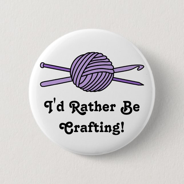 Badge Rond 5 Cm Boule pourpre de fil (Knit et crochet) (Devant)