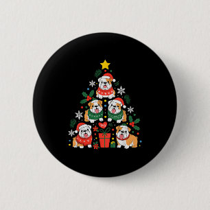 Badge Rond 5 Cm Bouledogue anglais arbre de Noël amateur de chiens
