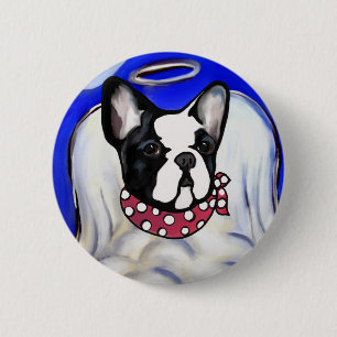 Badge Rond 5 Cm Bouledogue Français Ange